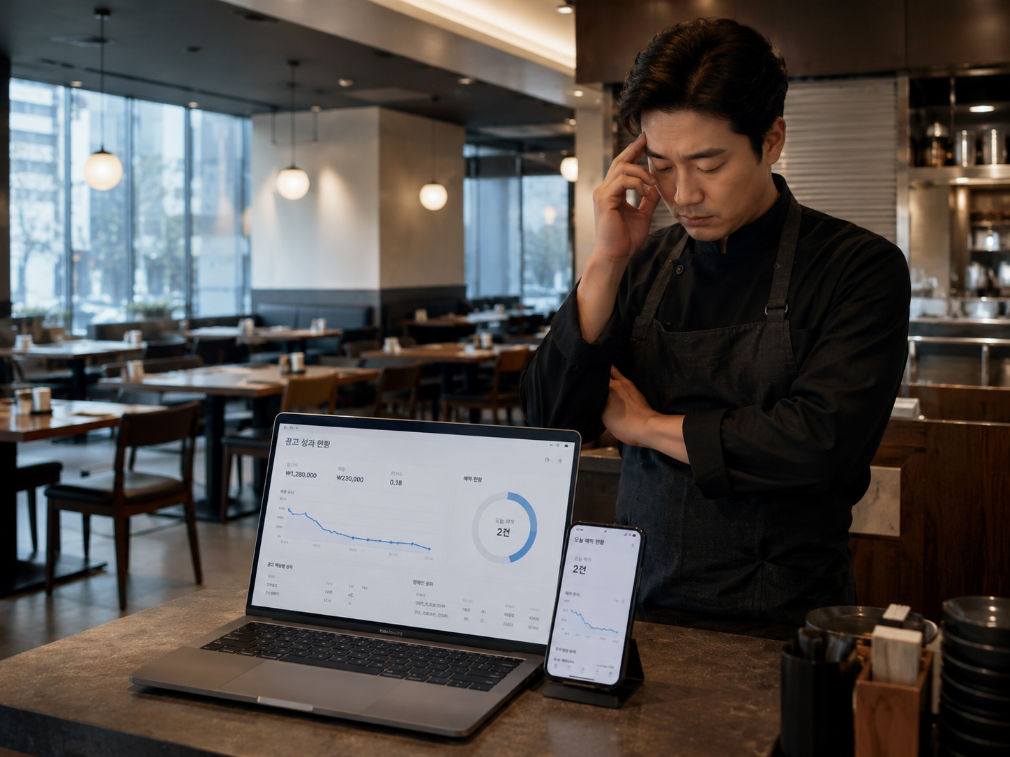 광고비만 나가고 손님은 없던
강남구 음식점을
매출 40% 올린 사례 Before